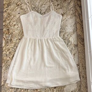 Candie's White Textured Spaghetti Strap Dress with Pink Label